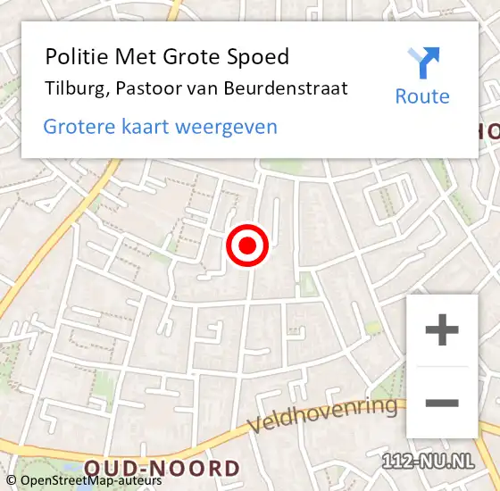 Locatie op kaart van de 112 melding: Politie Met Grote Spoed Naar Tilburg, Pastoor van Beurdenstraat op 1 december 2021 11:31