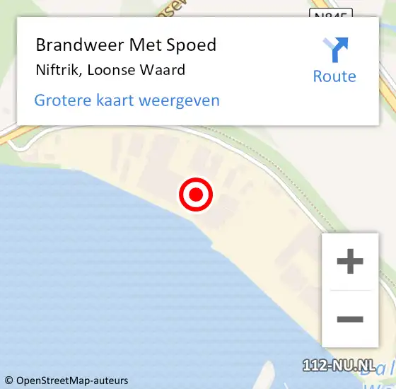 Locatie op kaart van de 112 melding: Brandweer Met Spoed Naar Niftrik, Loonse Waard op 1 december 2021 11:55