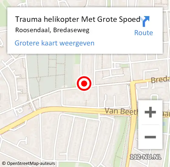 Locatie op kaart van de 112 melding: Trauma helikopter Met Grote Spoed Naar Roosendaal, Bredaseweg op 1 december 2021 12:22