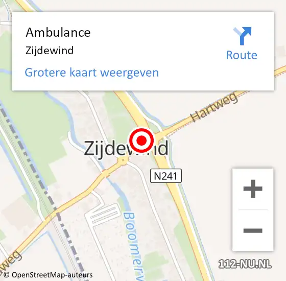 Locatie op kaart van de 112 melding: Ambulance Zijdewind op 1 december 2021 12:43