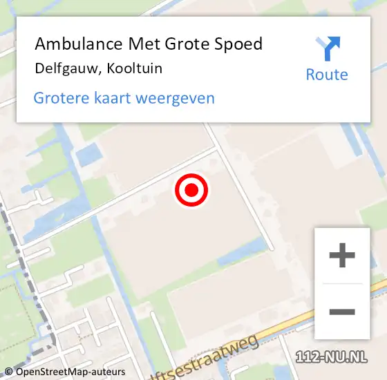 Locatie op kaart van de 112 melding: Ambulance Met Grote Spoed Naar Delfgauw, Kooltuin op 1 december 2021 13:15