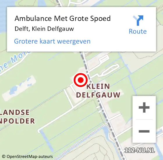 Locatie op kaart van de 112 melding: Ambulance Met Grote Spoed Naar Delft, Klein Delfgauw op 1 december 2021 13:28