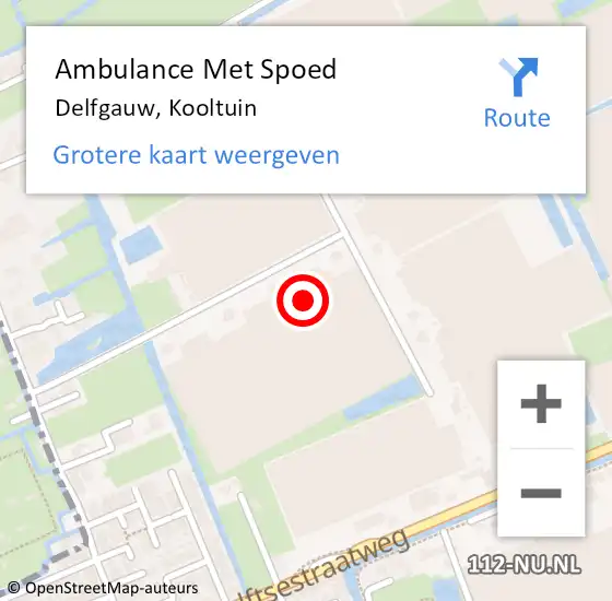 Locatie op kaart van de 112 melding: Ambulance Met Spoed Naar Delfgauw, Kooltuin op 1 december 2021 13:28