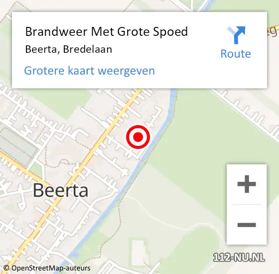 Locatie op kaart van de 112 melding: Brandweer Met Grote Spoed Naar Beerta, Bredelaan op 1 december 2021 13:41