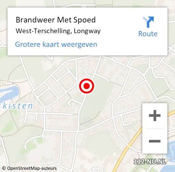Locatie op kaart van de 112 melding: Brandweer Met Spoed Naar West-Terschelling, Longway op 1 december 2021 13:52