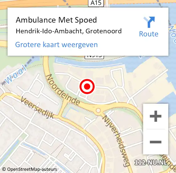 Locatie op kaart van de 112 melding: Ambulance Met Spoed Naar Hendrik-Ido-Ambacht, Grotenoord op 1 december 2021 14:45