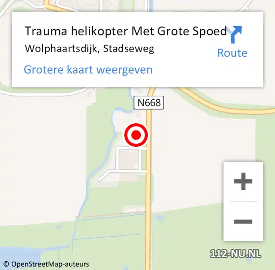 Locatie op kaart van de 112 melding: Trauma helikopter Met Grote Spoed Naar Wolphaartsdijk, Stadseweg op 1 december 2021 15:55