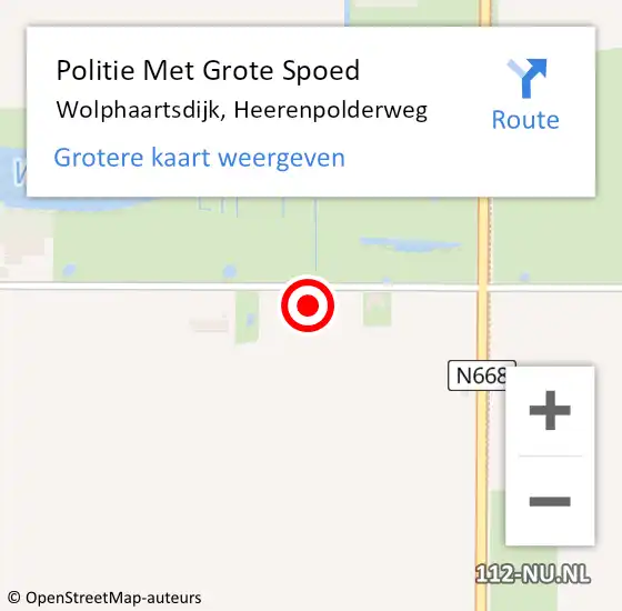 Locatie op kaart van de 112 melding: Politie Met Grote Spoed Naar Wolphaartsdijk, Heerenpolderweg op 1 december 2021 15:57
