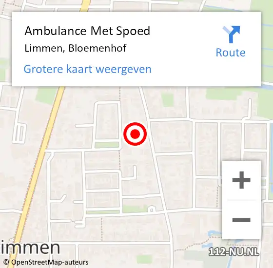 Locatie op kaart van de 112 melding: Ambulance Met Spoed Naar Limmen, Bloemenhof op 1 december 2021 16:00