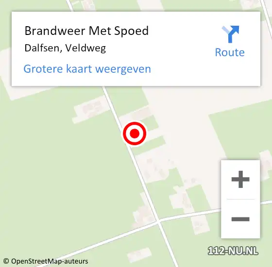 Locatie op kaart van de 112 melding: Brandweer Met Spoed Naar Dalfsen, Veldweg op 1 december 2021 16:52