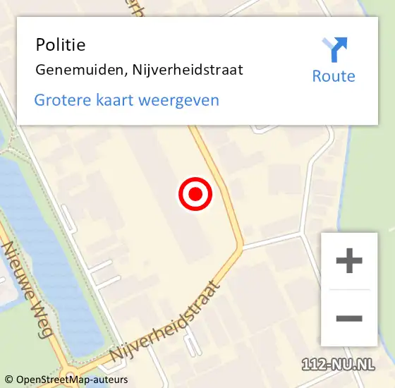 Locatie op kaart van de 112 melding: Politie Genemuiden, Nijverheidstraat op 1 december 2021 17:58