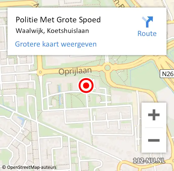 Locatie op kaart van de 112 melding: Politie Met Grote Spoed Naar Waalwijk, Koetshuislaan op 1 december 2021 18:03