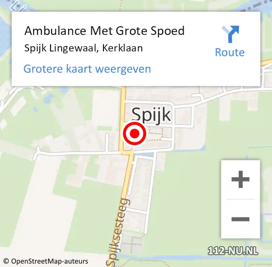 Locatie op kaart van de 112 melding: Ambulance Met Grote Spoed Naar Spijk Lingewaal, Kerklaan op 1 december 2021 20:32