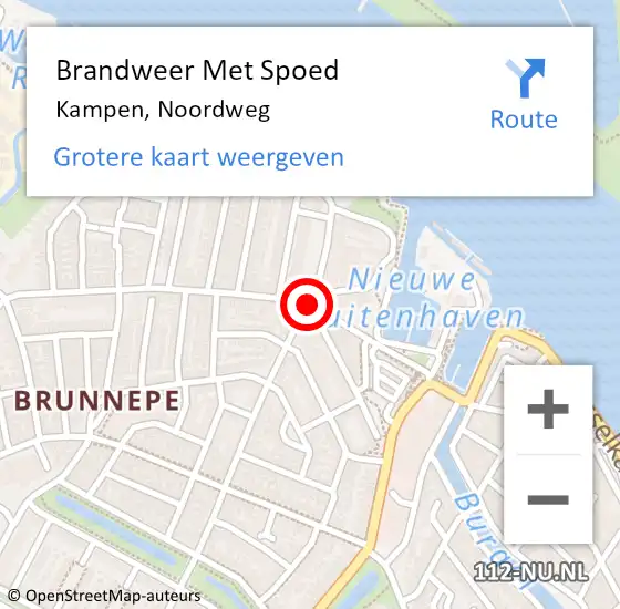 Locatie op kaart van de 112 melding: Brandweer Met Spoed Naar Kampen, Noordweg op 1 december 2021 20:52