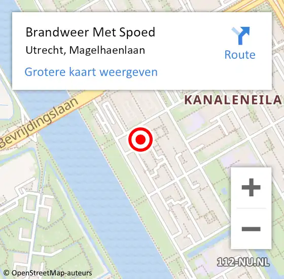 Locatie op kaart van de 112 melding: Brandweer Met Spoed Naar Utrecht, Magelhaenlaan op 1 december 2021 21:19