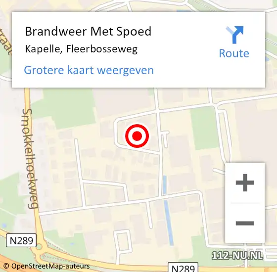 Locatie op kaart van de 112 melding: Brandweer Met Spoed Naar Kapelle, Fleerbosseweg op 2 december 2021 07:30