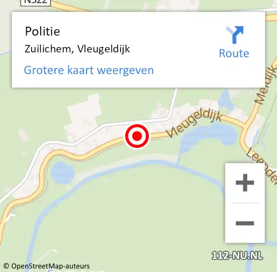 Locatie op kaart van de 112 melding: Politie Zuilichem, Vleugeldijk op 2 december 2021 10:02