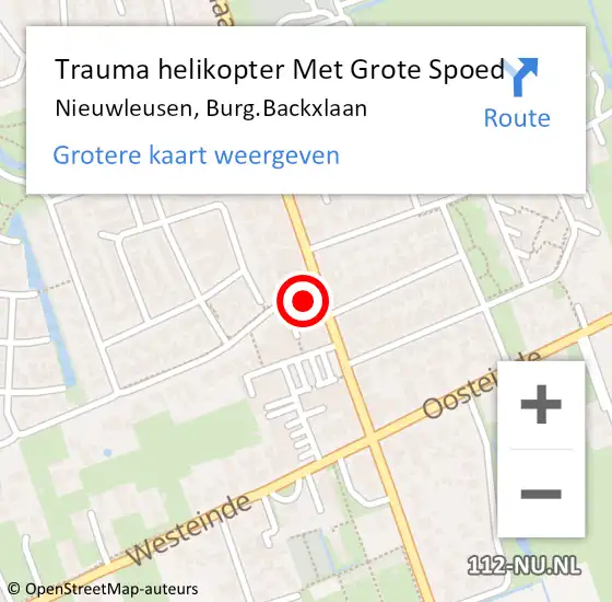 Locatie op kaart van de 112 melding: Trauma helikopter Met Grote Spoed Naar Nieuwleusen, Burg.Backxlaan op 2 december 2021 10:08