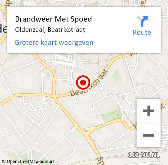 Locatie op kaart van de 112 melding: Brandweer Met Spoed Naar Oldenzaal, Beatrixstraat op 2 december 2021 10:42