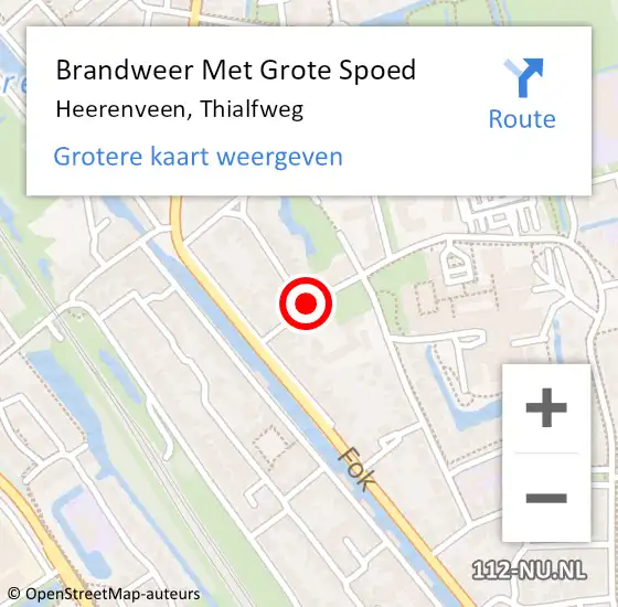 Locatie op kaart van de 112 melding: Brandweer Met Grote Spoed Naar Heerenveen, Thialfweg op 2 december 2021 11:37