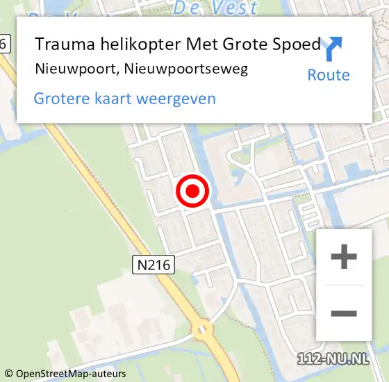 Locatie op kaart van de 112 melding: Trauma helikopter Met Grote Spoed Naar Nieuwpoort, Nieuwpoortseweg op 2 december 2021 13:56