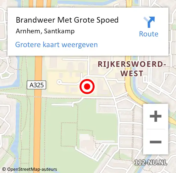 Locatie op kaart van de 112 melding: Brandweer Met Grote Spoed Naar Arnhem, Santkamp op 2 december 2021 14:26