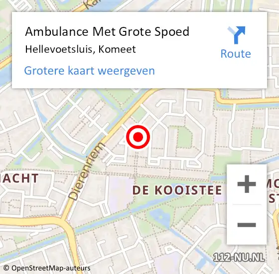 Locatie op kaart van de 112 melding: Ambulance Met Grote Spoed Naar Hellevoetsluis, Komeet op 2 december 2021 17:10