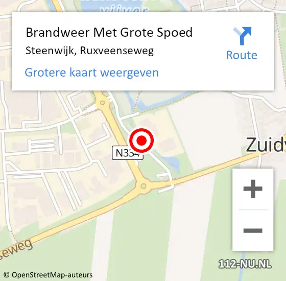 Locatie op kaart van de 112 melding: Brandweer Met Grote Spoed Naar Steenwijk, Ruxveenseweg op 2 december 2021 18:31