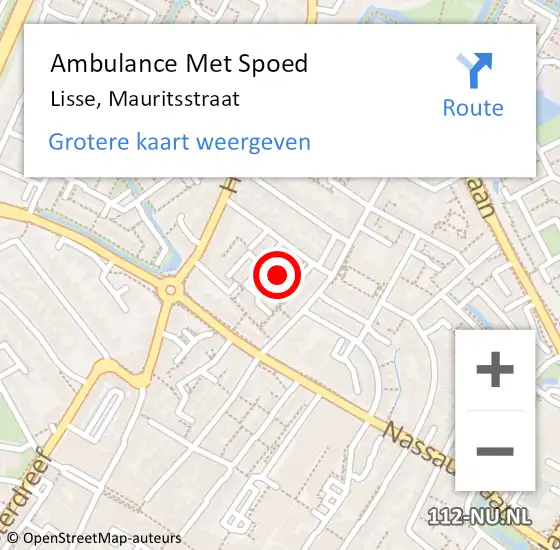 Locatie op kaart van de 112 melding: Ambulance Met Spoed Naar Lisse, Mauritsstraat op 2 december 2021 19:11