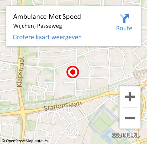 Locatie op kaart van de 112 melding: Ambulance Met Spoed Naar Wijchen, Passeweg op 2 december 2021 19:45
