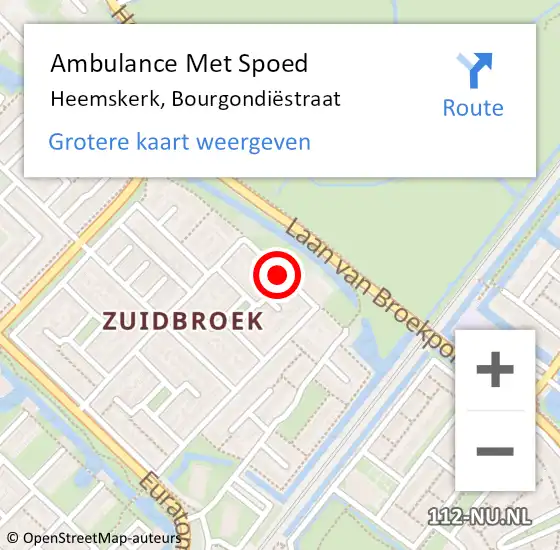 Locatie op kaart van de 112 melding: Ambulance Met Spoed Naar Heemskerk, Bourgondiëstraat op 3 december 2021 06:27