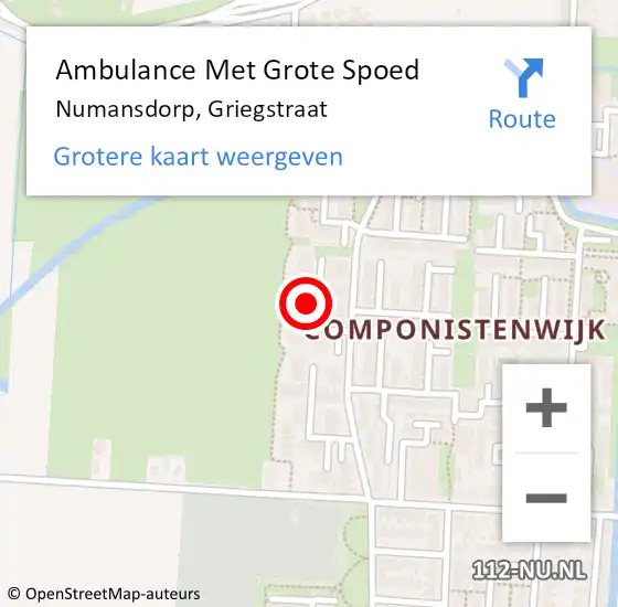 Locatie op kaart van de 112 melding: Ambulance Met Grote Spoed Naar Numansdorp, Griegstraat op 3 december 2021 06:31