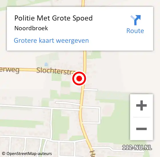 Locatie op kaart van de 112 melding: Politie Met Grote Spoed Naar Noordbroek op 3 december 2021 08:31