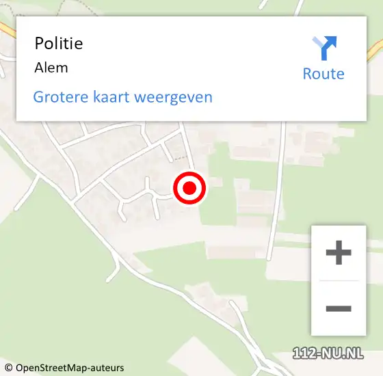 Locatie op kaart van de 112 melding: Politie Alem op 3 december 2021 08:57