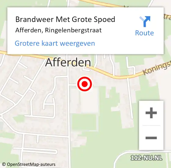 Locatie op kaart van de 112 melding: Brandweer Met Grote Spoed Naar Afferden, Ringelenbergstraat op 3 december 2021 09:11
