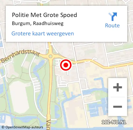 Locatie op kaart van de 112 melding: Politie Met Grote Spoed Naar Burgum, Raadhuisweg op 3 december 2021 11:20