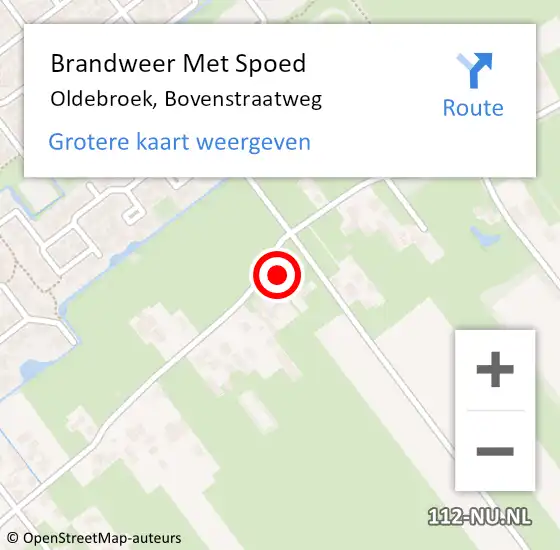 Locatie op kaart van de 112 melding: Brandweer Met Spoed Naar Oldebroek, Bovenstraatweg op 3 december 2021 11:52