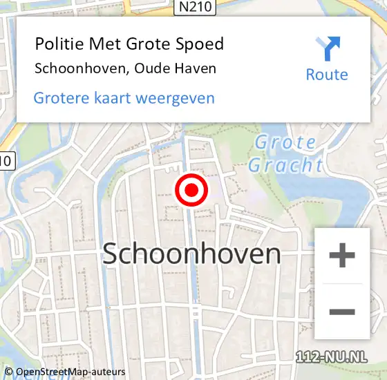 Locatie op kaart van de 112 melding: Politie Met Grote Spoed Naar Schoonhoven, Oude Haven op 3 december 2021 12:01