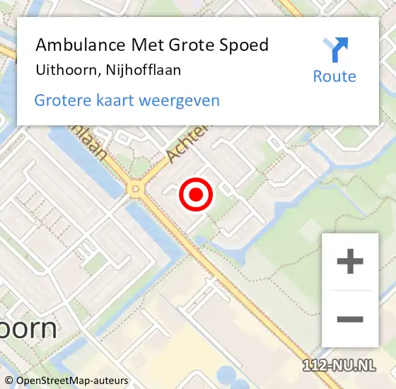 Locatie op kaart van de 112 melding: Ambulance Met Grote Spoed Naar Uithoorn, Nijhofflaan op 3 december 2021 12:13