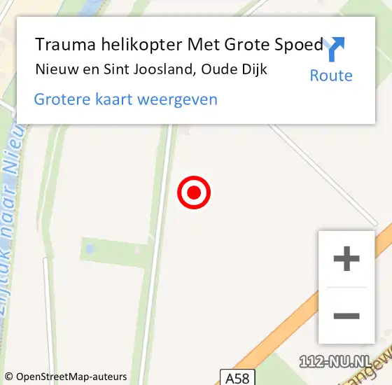 Locatie op kaart van de 112 melding: Trauma helikopter Met Grote Spoed Naar Nieuw en Sint Joosland, Oude Dijk op 3 december 2021 18:47