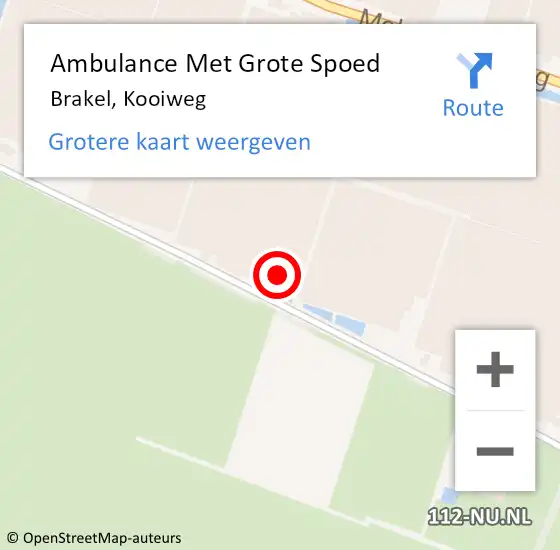 Locatie op kaart van de 112 melding: Ambulance Met Grote Spoed Naar Brakel, Kooiweg op 4 december 2021 00:49