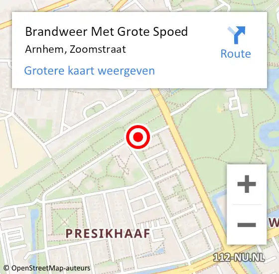 Locatie op kaart van de 112 melding: Brandweer Met Grote Spoed Naar Arnhem, Zoomstraat op 4 december 2021 02:43