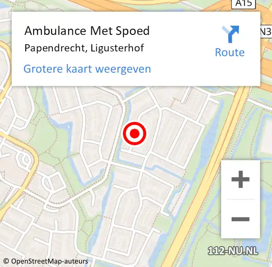 Locatie op kaart van de 112 melding: Ambulance Met Spoed Naar Papendrecht, Ligusterhof op 4 december 2021 03:51