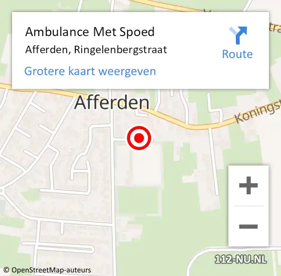 Locatie op kaart van de 112 melding: Ambulance Met Spoed Naar Afferden, Ringelenbergstraat op 4 december 2021 10:12