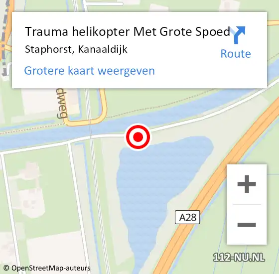 Locatie op kaart van de 112 melding: Trauma helikopter Met Grote Spoed Naar Staphorst, Kanaaldijk op 4 december 2021 10:43