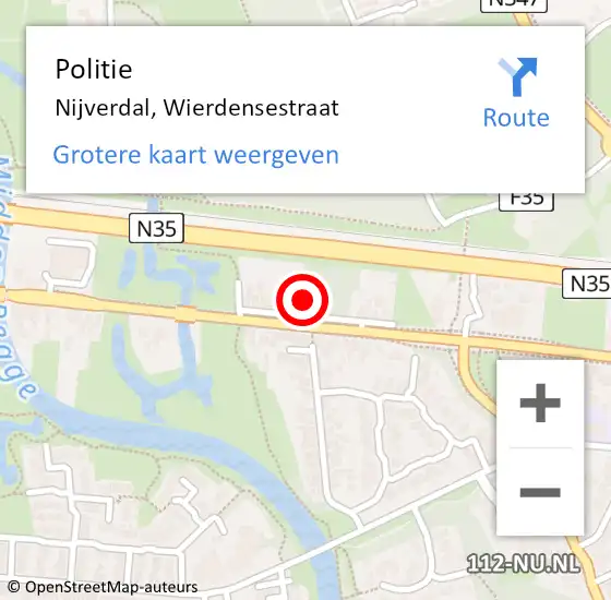 Locatie op kaart van de 112 melding: Politie Nijverdal, Wierdensestraat op 4 december 2021 11:20