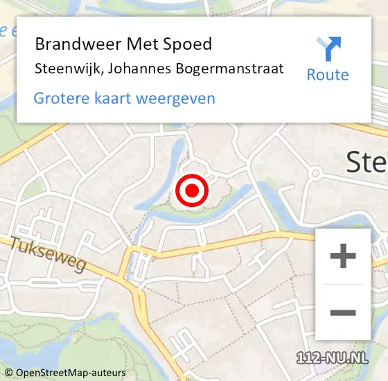 Locatie op kaart van de 112 melding: Brandweer Met Spoed Naar Steenwijk, Johannes Bogermanstraat op 4 december 2021 16:17