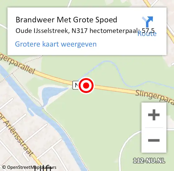 Locatie op kaart van de 112 melding: Brandweer Met Grote Spoed Naar Oude IJsselstreek, N317 hectometerpaal: 57,5 op 4 december 2021 16:24