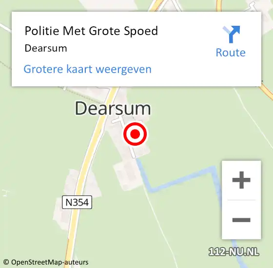 Locatie op kaart van de 112 melding: Politie Met Grote Spoed Naar Dearsum op 4 december 2021 16:33