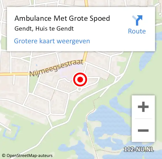 Locatie op kaart van de 112 melding: Ambulance Met Grote Spoed Naar Gendt, Huis te Gendt op 4 december 2021 18:20